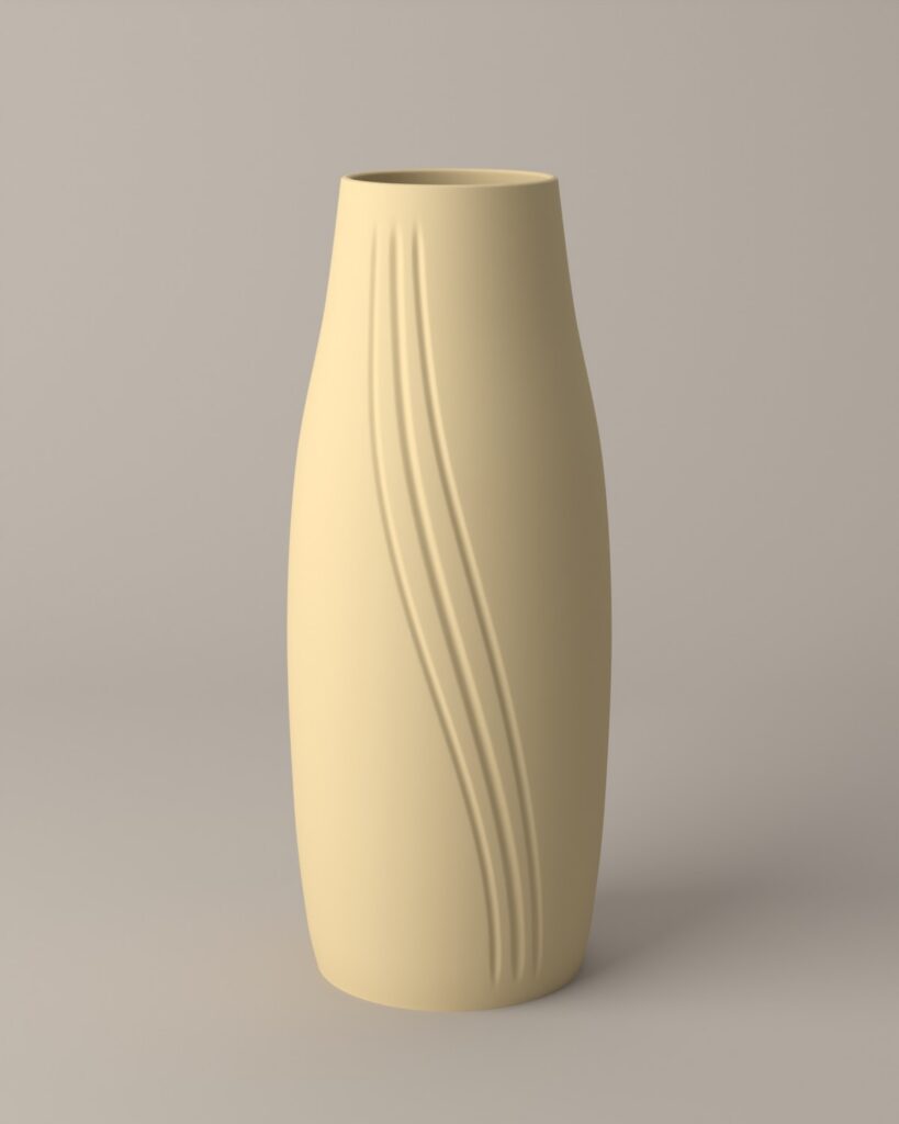 Vase Kawa in Suna, 3D-gedruckt mit drei fliessenden Linien