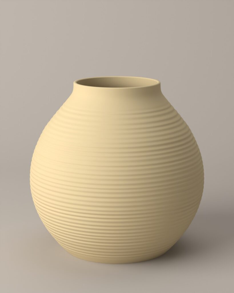 Vase Tsuki in Suna, 3D-gedruckt mit feinen Ringen